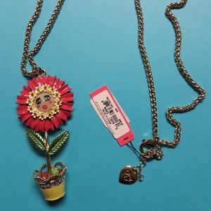 Betsey Johnson long flower necklace